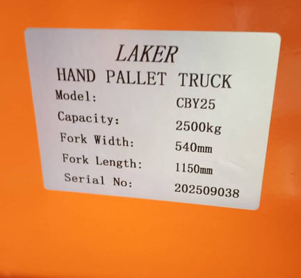 Euro Paleta Nośność Statyczna 2,5 tony Ręczny Wózek Paletowy o szerokości 550 mm i długości wideł 1150 mm z podwójnymi kołami nylonowymi