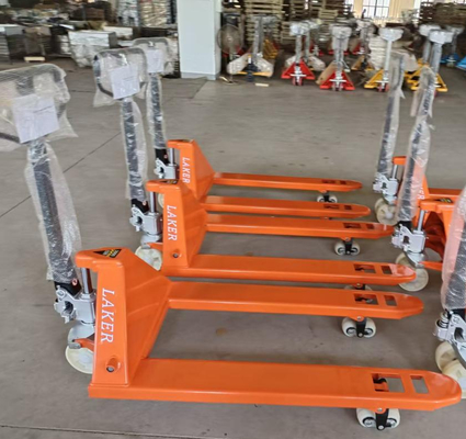 3-tonowy ręczny wózek paletowy z podwójnymi nylonowymi kołami do transportu materiałów magazynowych o wadze 3000 kg